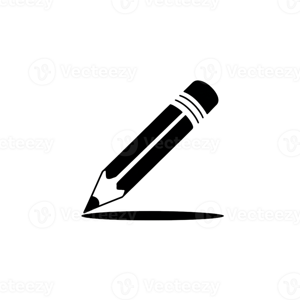 A black icon features a pencil drawing a line with its shadow visible below cutouts png