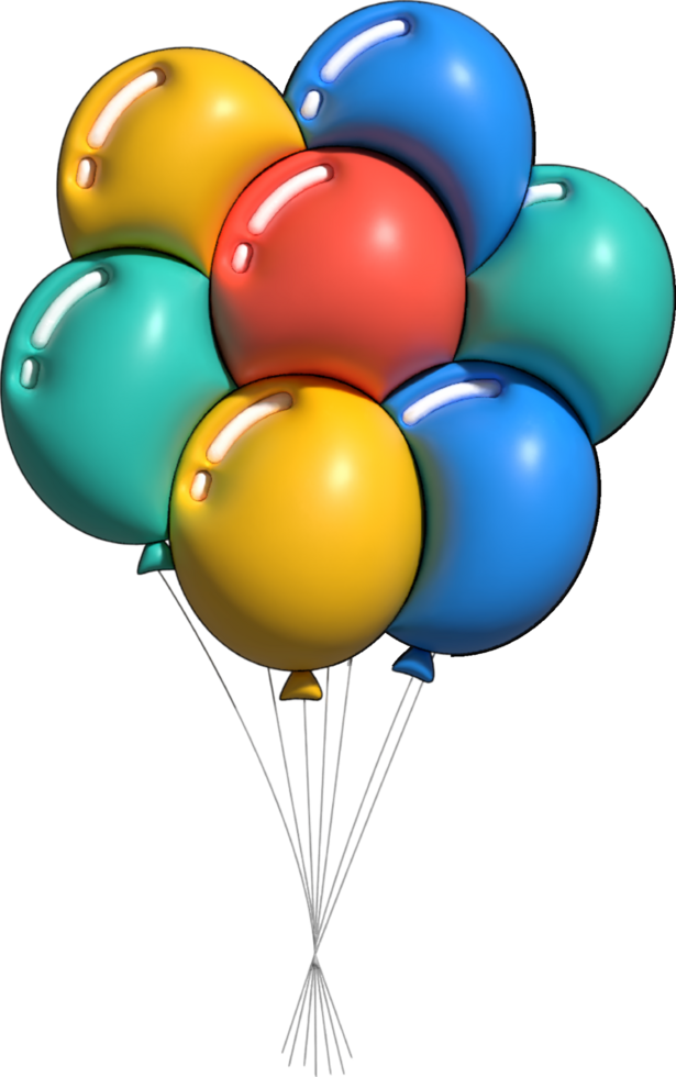 balloons 3d isolated on white png