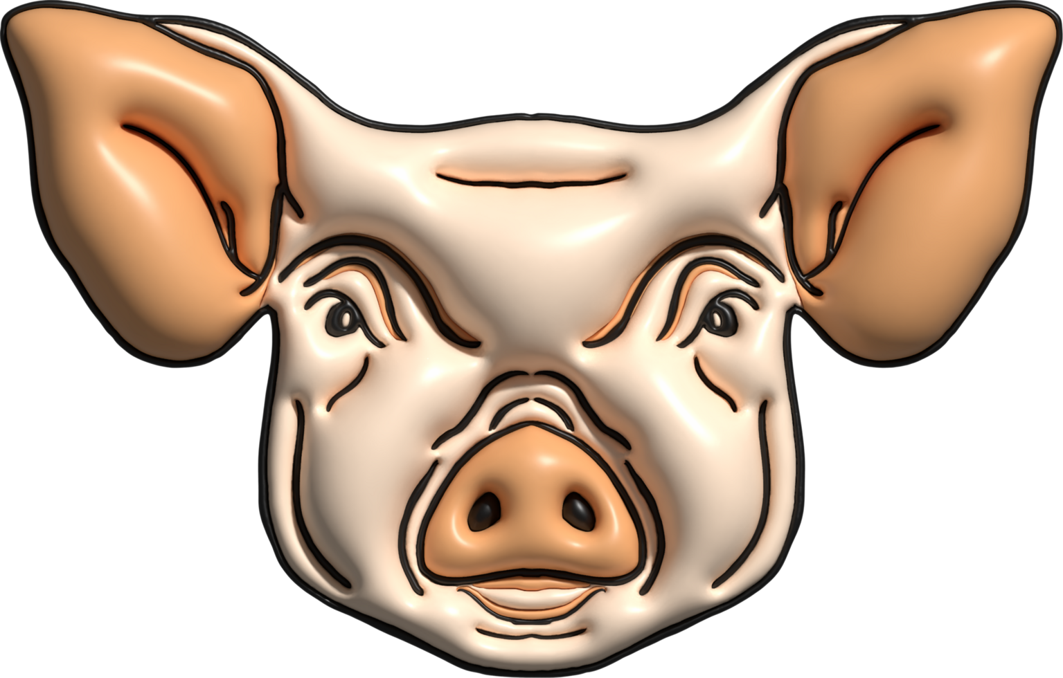 Funny pig head icon png