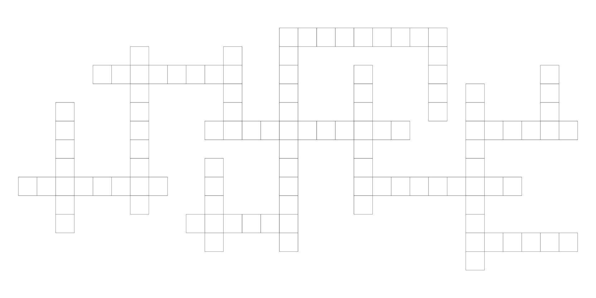 Crossword puzzle template with blank word grid. Flat illustration isolated on white background for newspaper crosswords game. vector