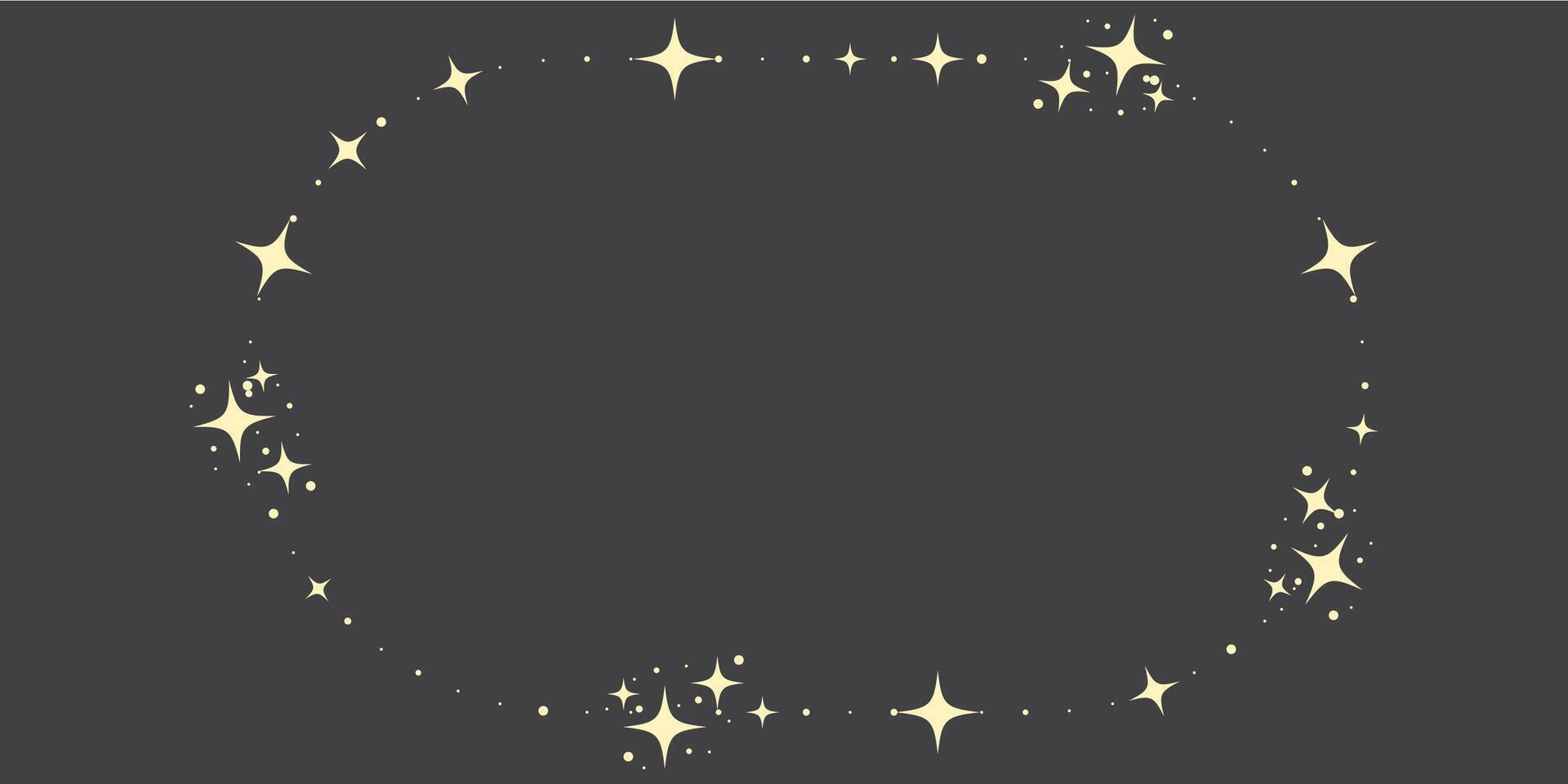 Magic star arch. Stars arch, star compositions graphic art. Shiny elements, starry and dots silhouettes. Comets and abstract constellations, retro celestial set vector