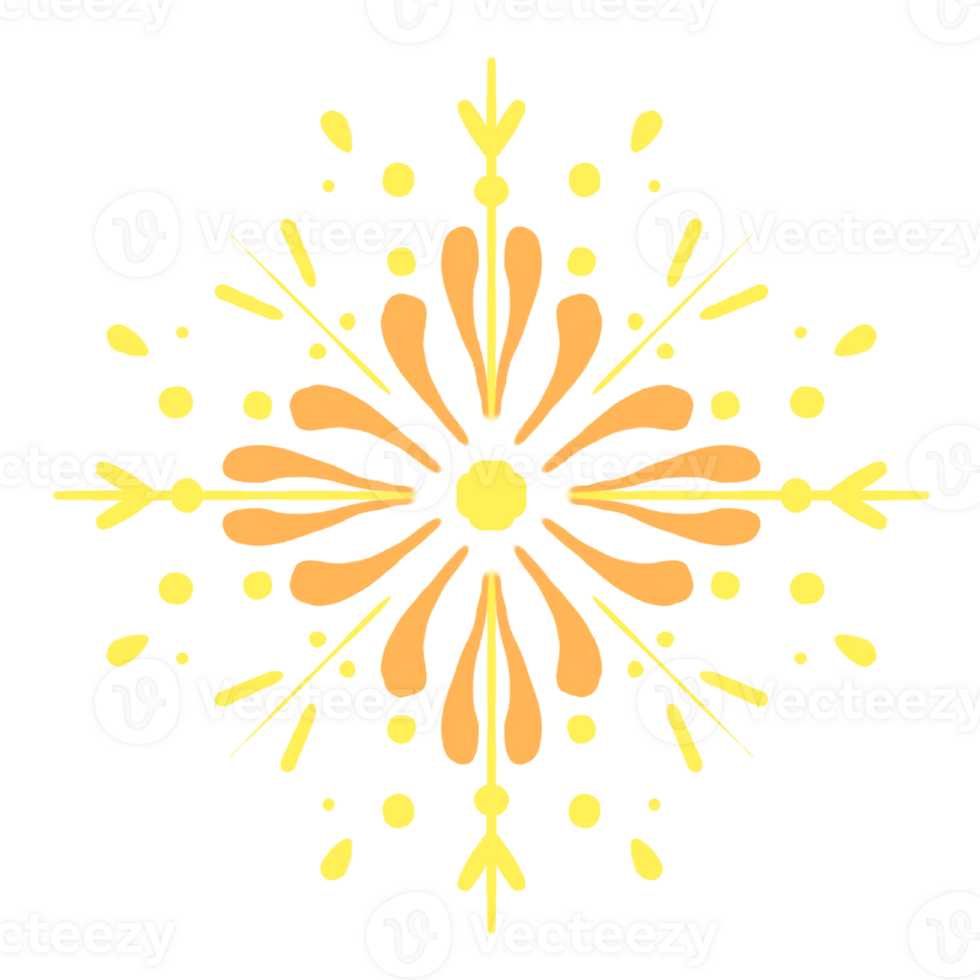 Fireworks with yellow and orange flowers on a transparent background png
