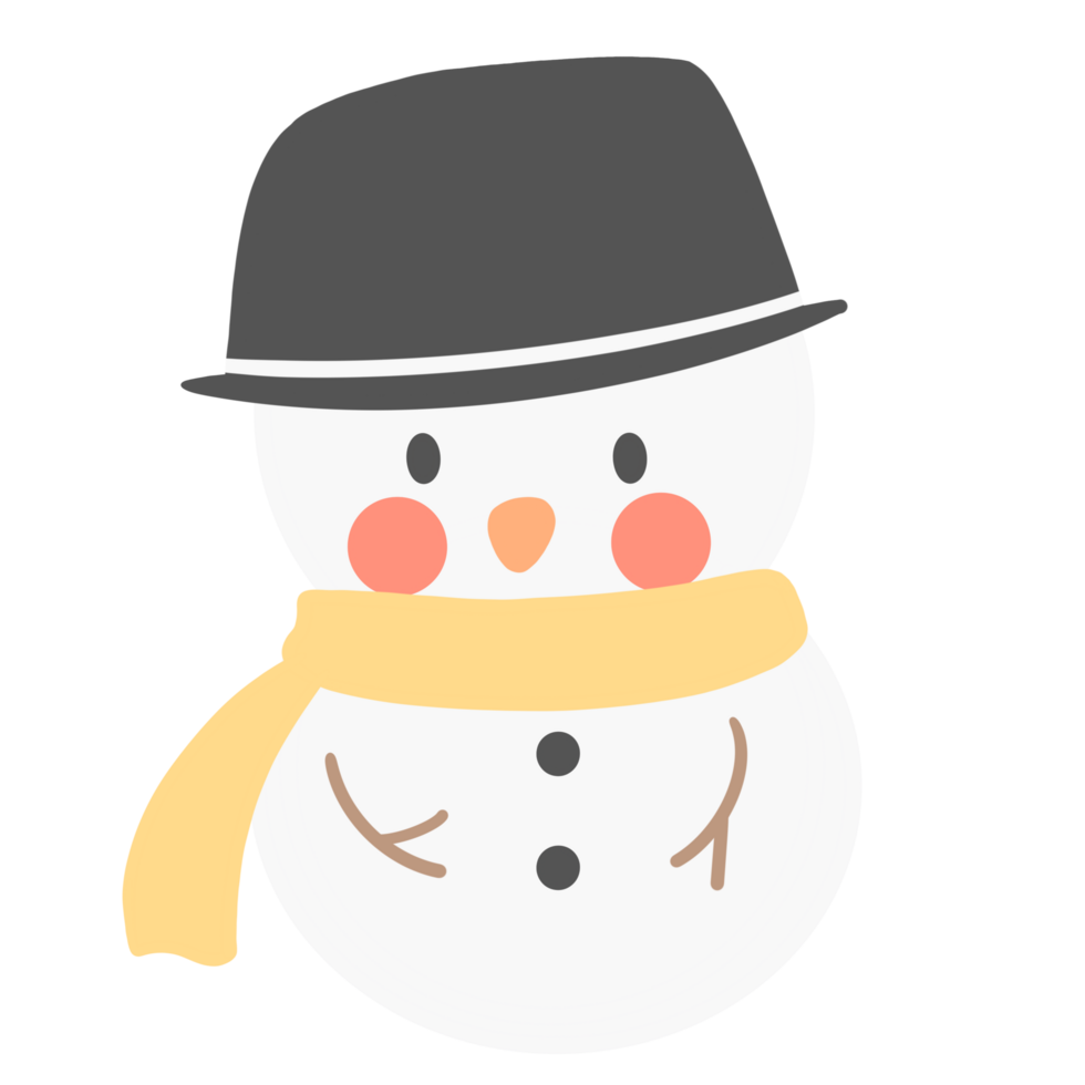snowman with hat and scarf on transparent background png