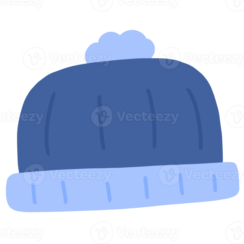 a blue hat with a pom pom on it png