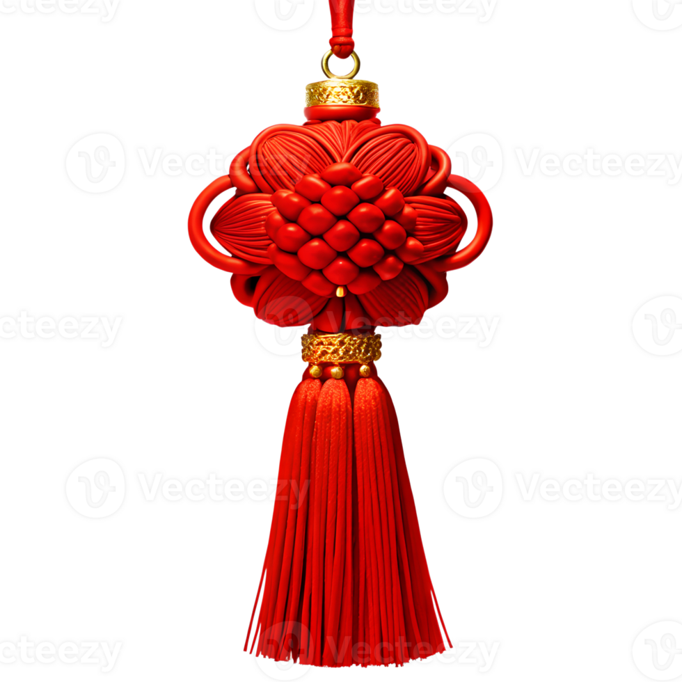 Flower pattern braided rope with red tassels png