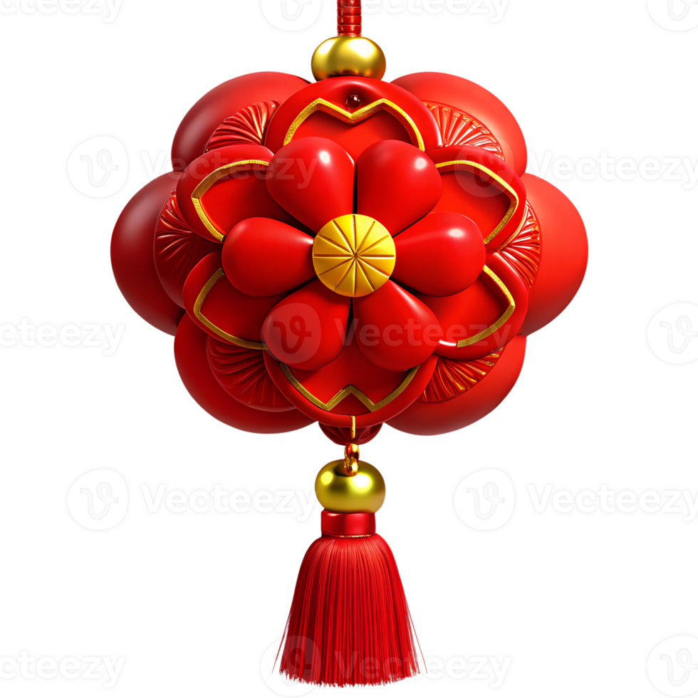 Flower Tassels with Red String Chinese New Year Ornaments png
