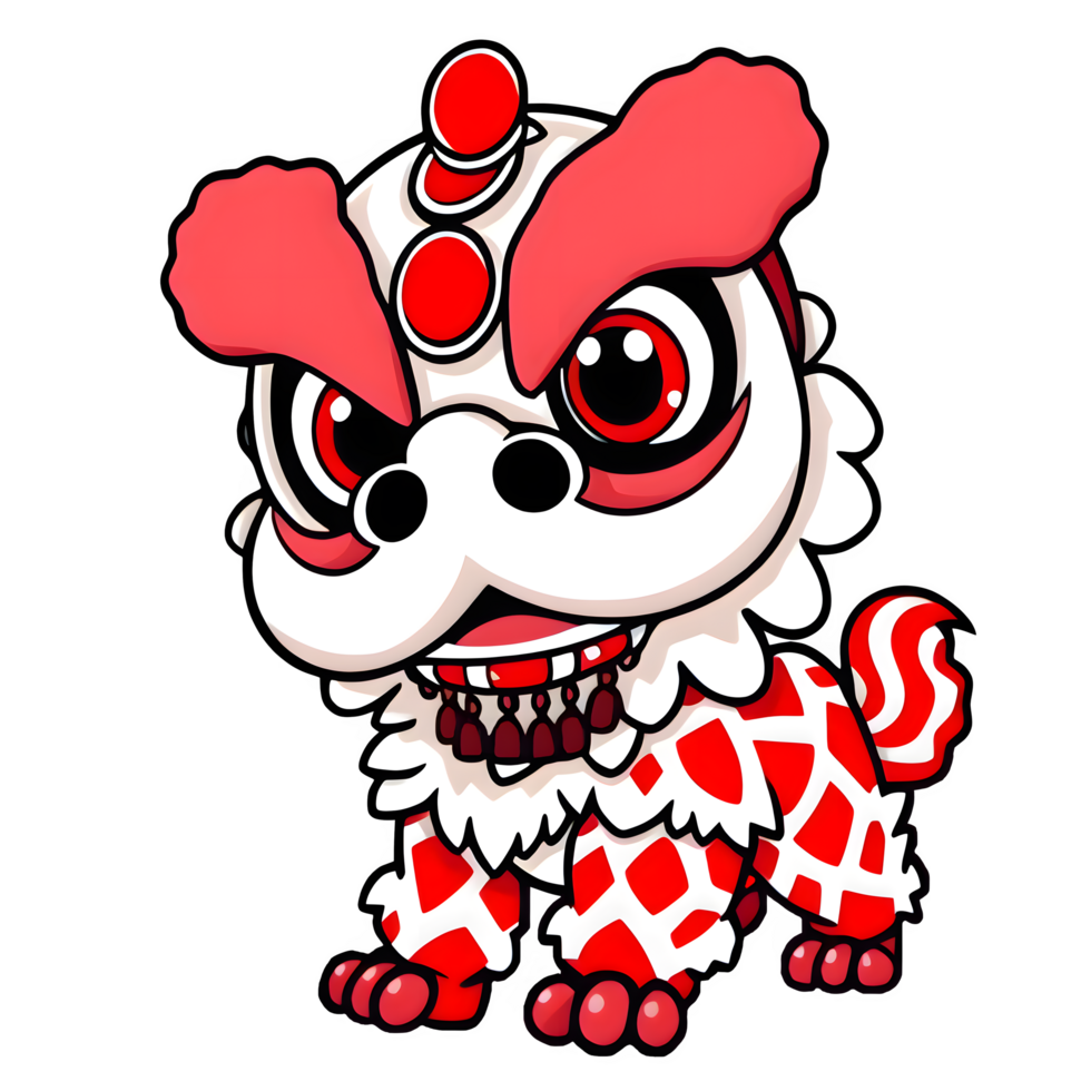 Cartoon Chinese Red Lion Dance png