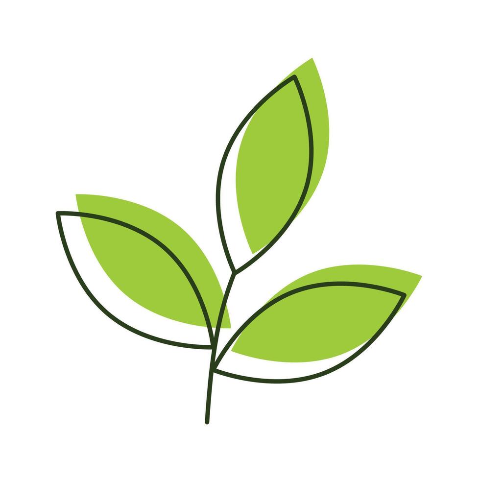 linear illustration of eco tree branch icons on a white background. vector