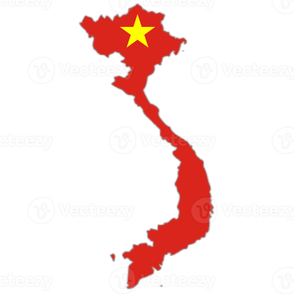 Vietnam flag on the map png
