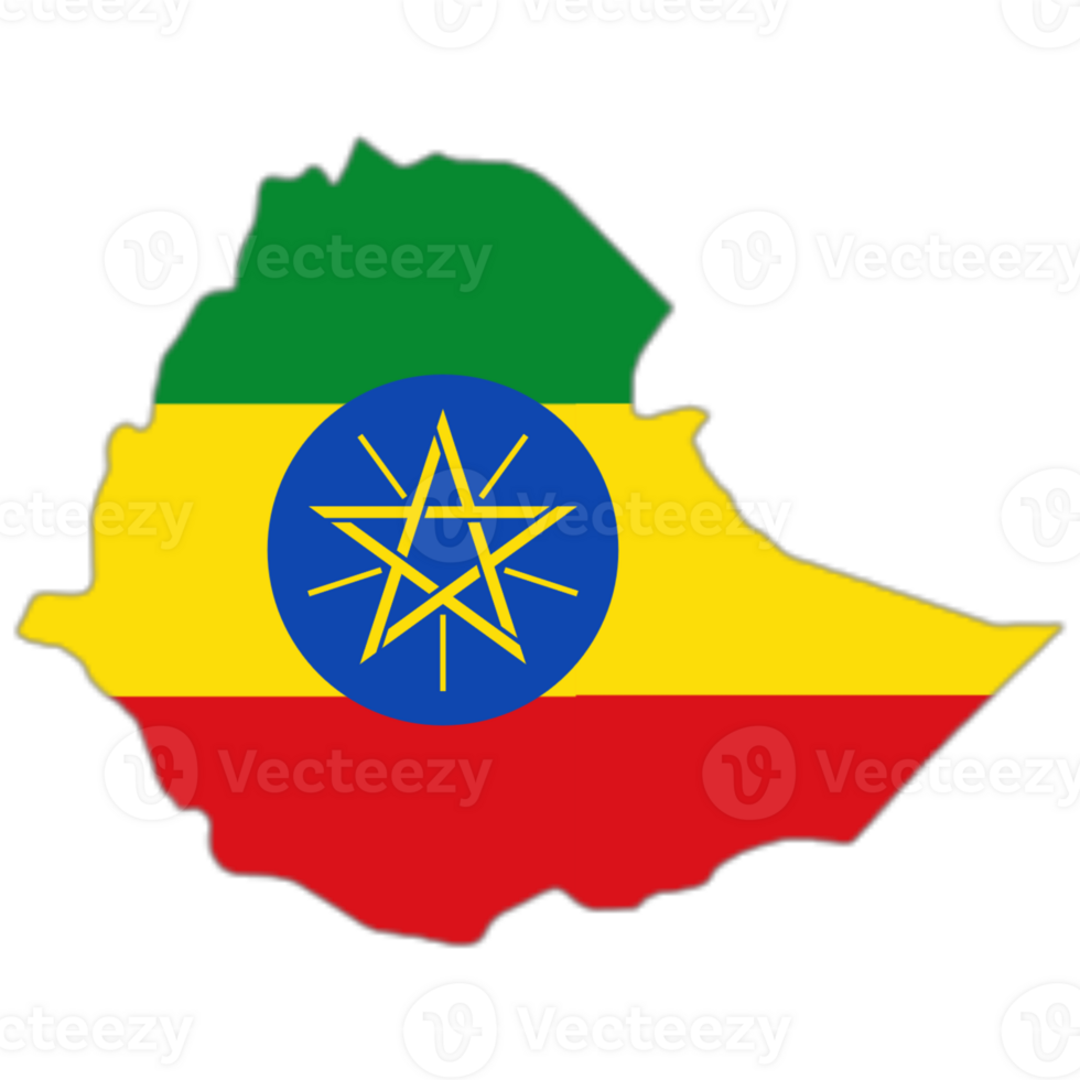 Ethiopia flag on the map png