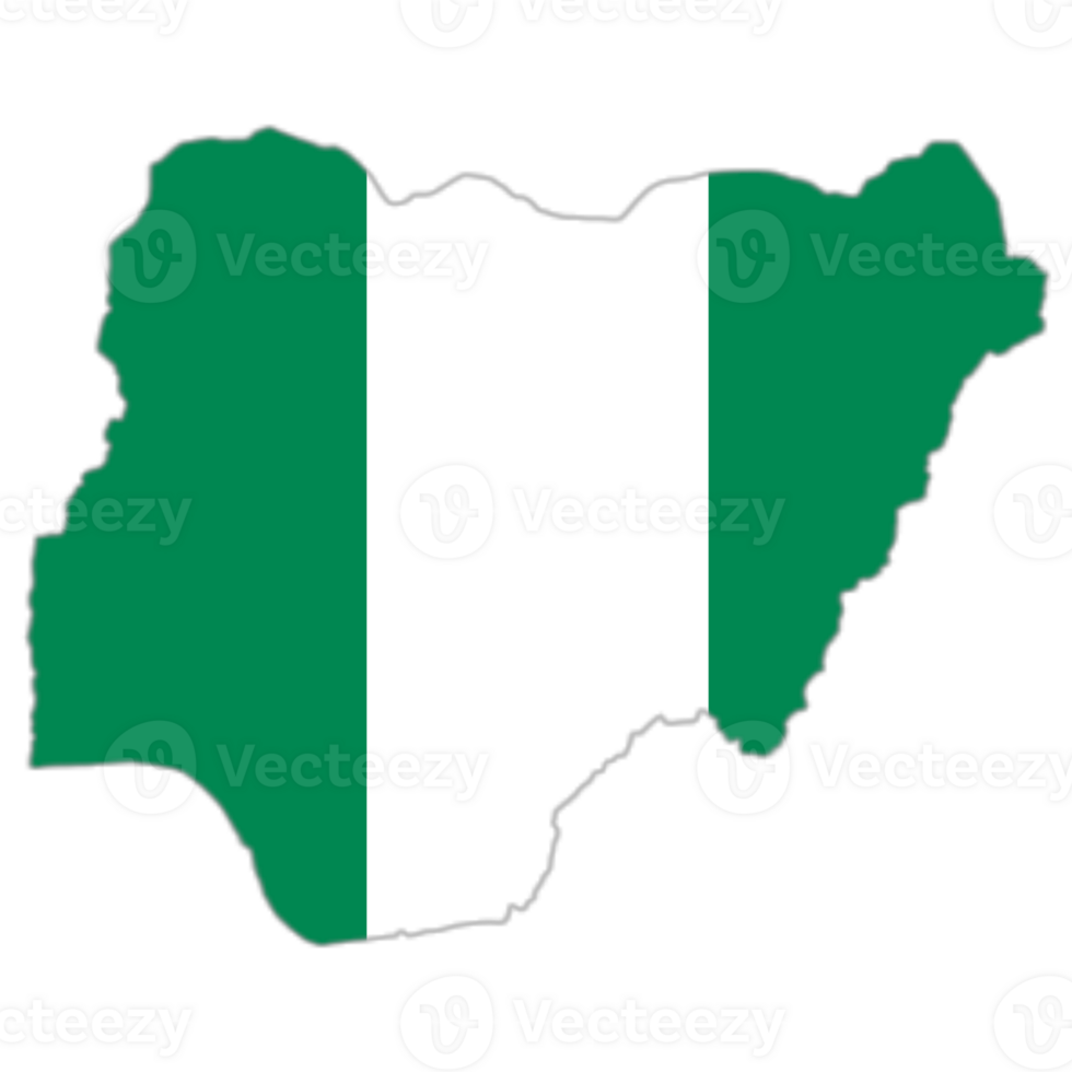 Nigeria flag on the map png