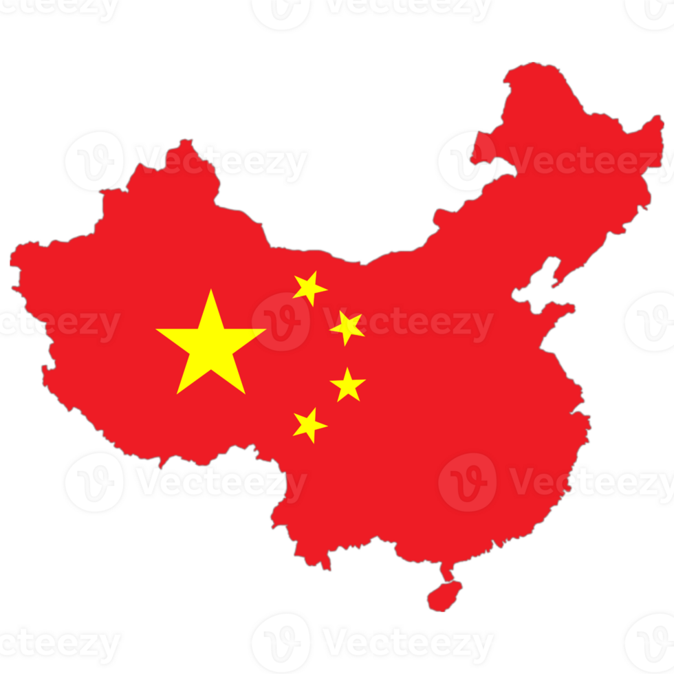China flag on the map png