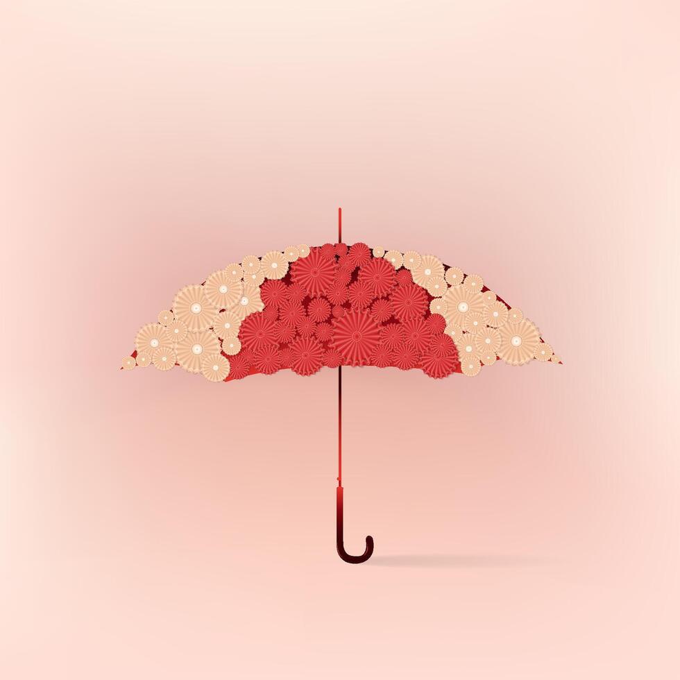 Chinese New Year template background with umbrella and fan decoration vector