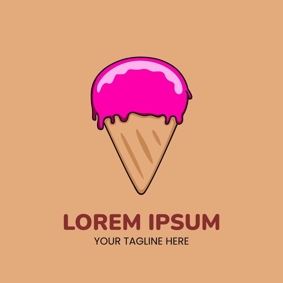 Pink Ice Cream Summer Logo Template vector