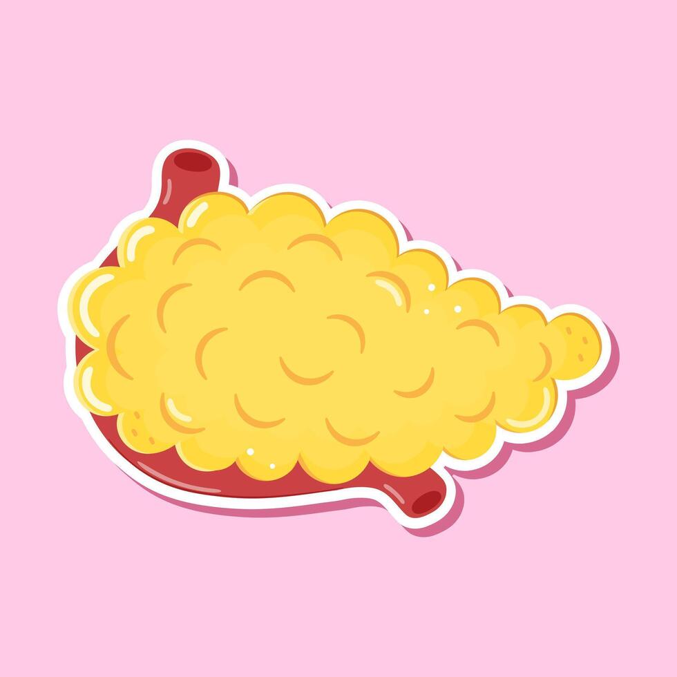 Sticker Pancreas. hand drawn cartoon kawaii character illustration icon. Isolated on pink background. Pancreas concept vector