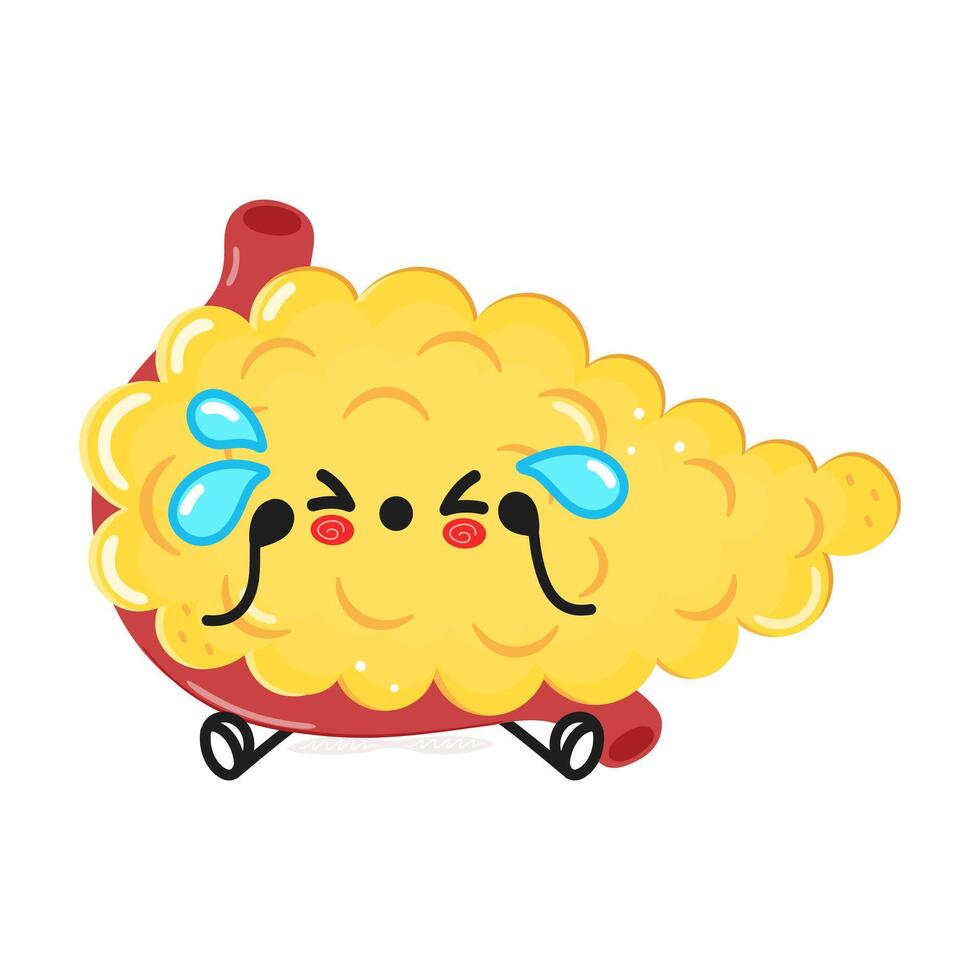 Sad Pancreas character. hand drawn cartoon kawaii character illustration icon. Isolated on white background. Sad Pancreas character concept vector