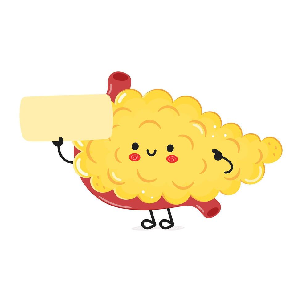 Cute funny Pancreas poster character. hand drawn cartoon kawaii character illustration. Isolated white background. Pancreas poster vector