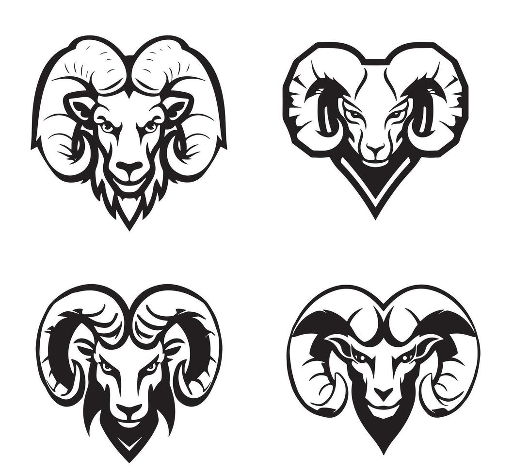 Aries graphic icon. Ram head sign in the black circle isolated on white background. Argali symbol. illustration vector