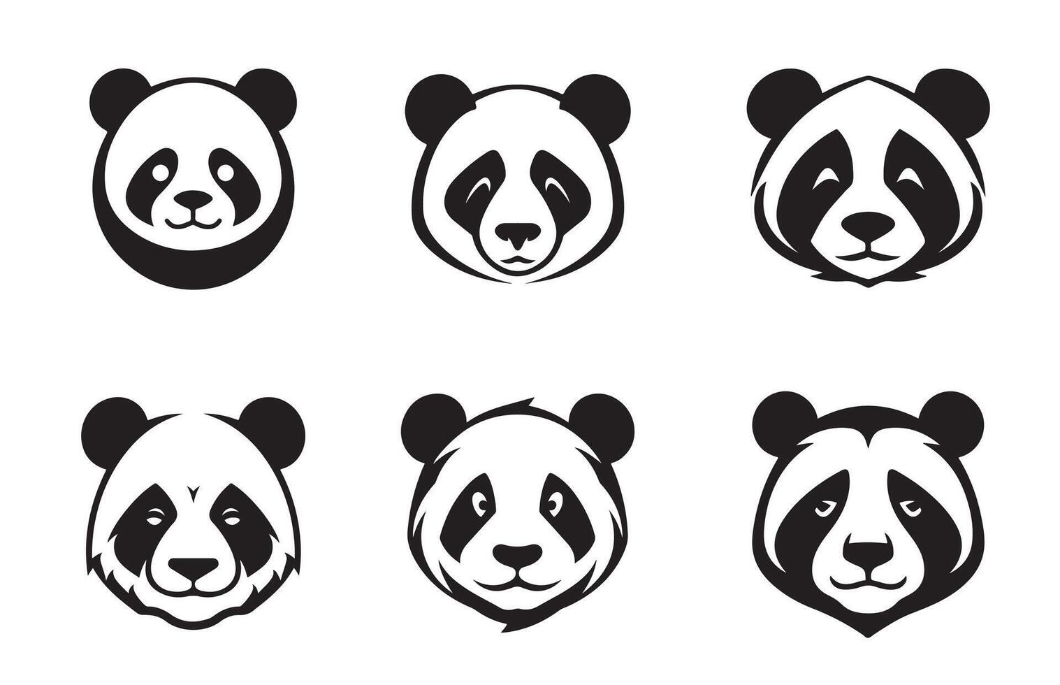 Cute Panda Face set Icon vector