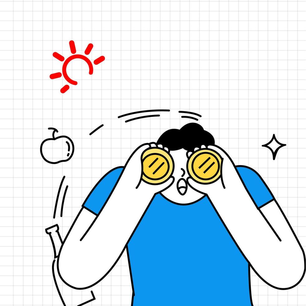 illustration of a boy with crypto coins vector