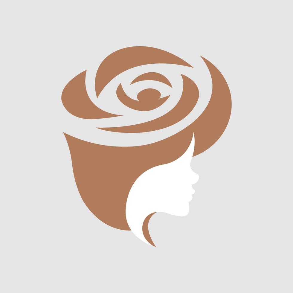 Linear flat woman logo template vector