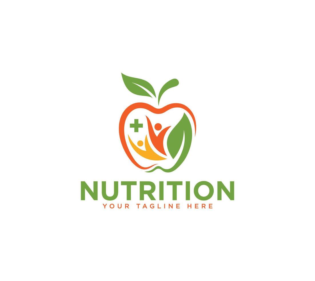 Apple Wellness Healthy Nutrition Logo Design template vector