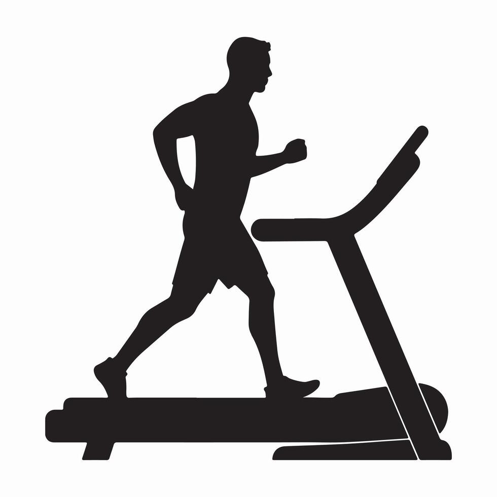 A dynamic gym silhouette, featuring strong athletic forms and equipment, symbolizing strength, determination, and peak fitness vector