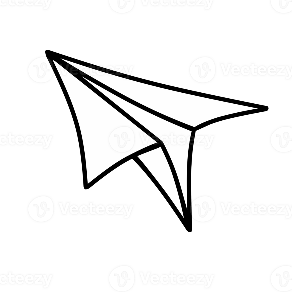 line illustration of a paper plane isolated png