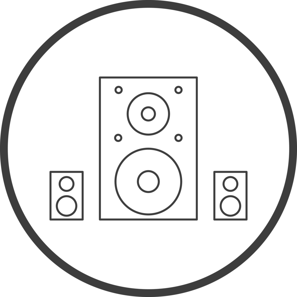 speaker icon in line black circle frames, line icon png