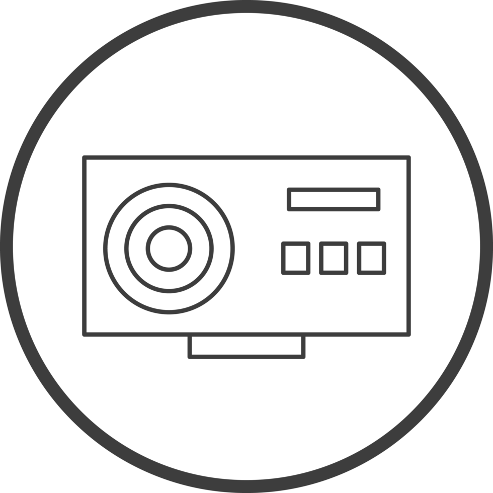 projector icon in line black circle frames, line icon png