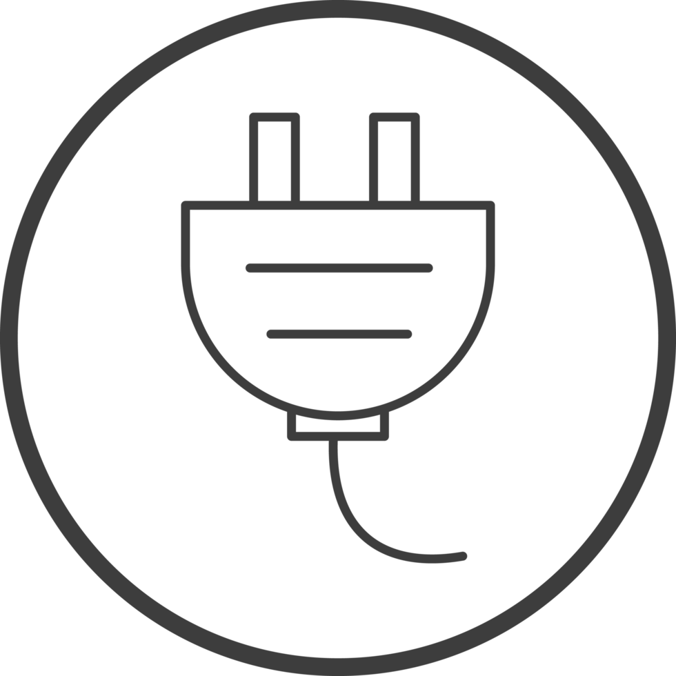 power plug icon in line black circle frames, line icon png