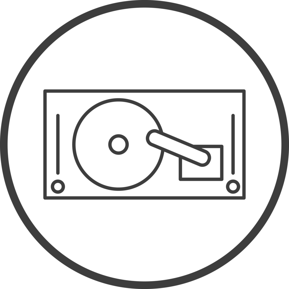 harddisk icon in line black circle frames, line icon png