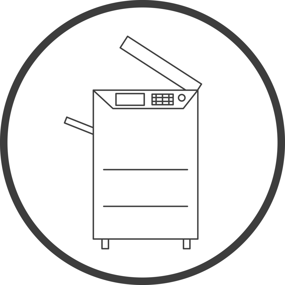 photocopier icon in line black circle frames, line icon png