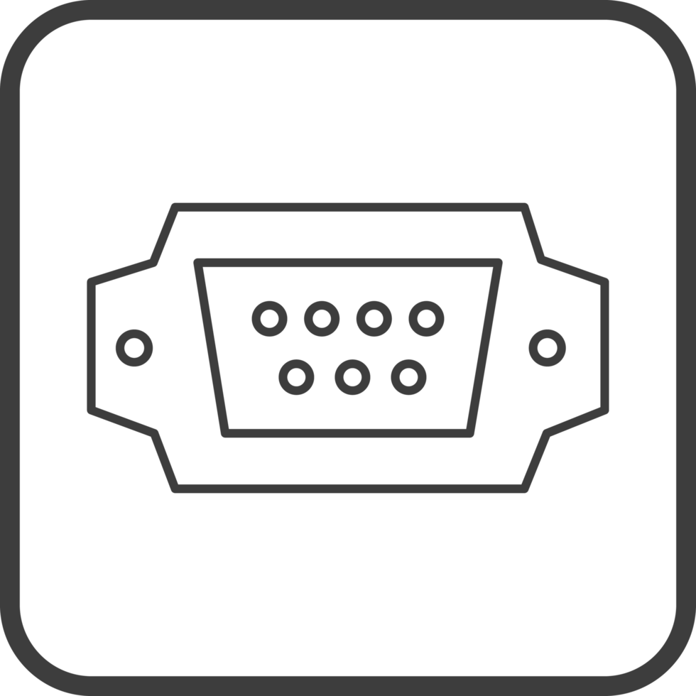 vga cable icon in line black square frames png