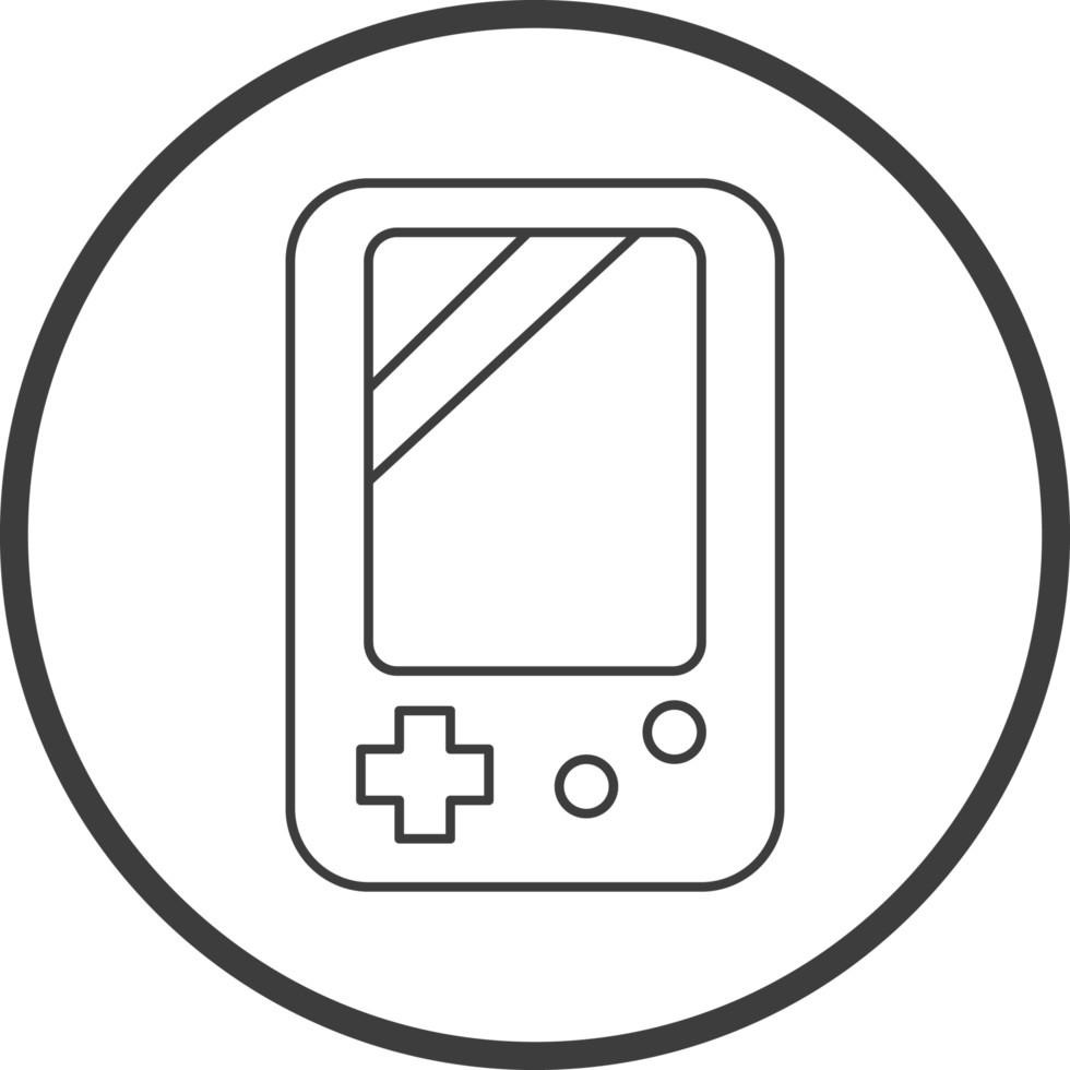 controller game icon in line black circle frames, line icon png