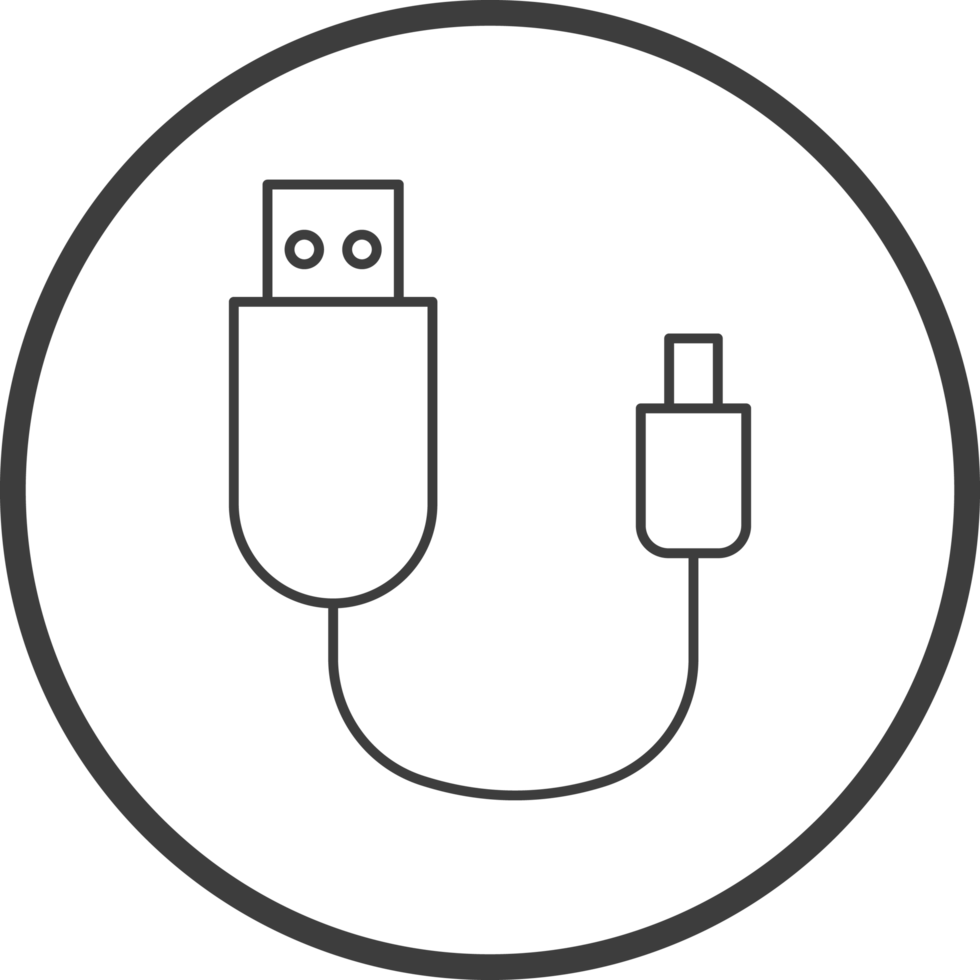 usb cable icon in line black circle frames, line icon png