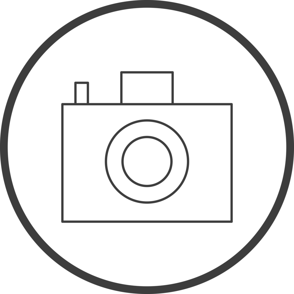 camera icon in line black circle frames, line icon png