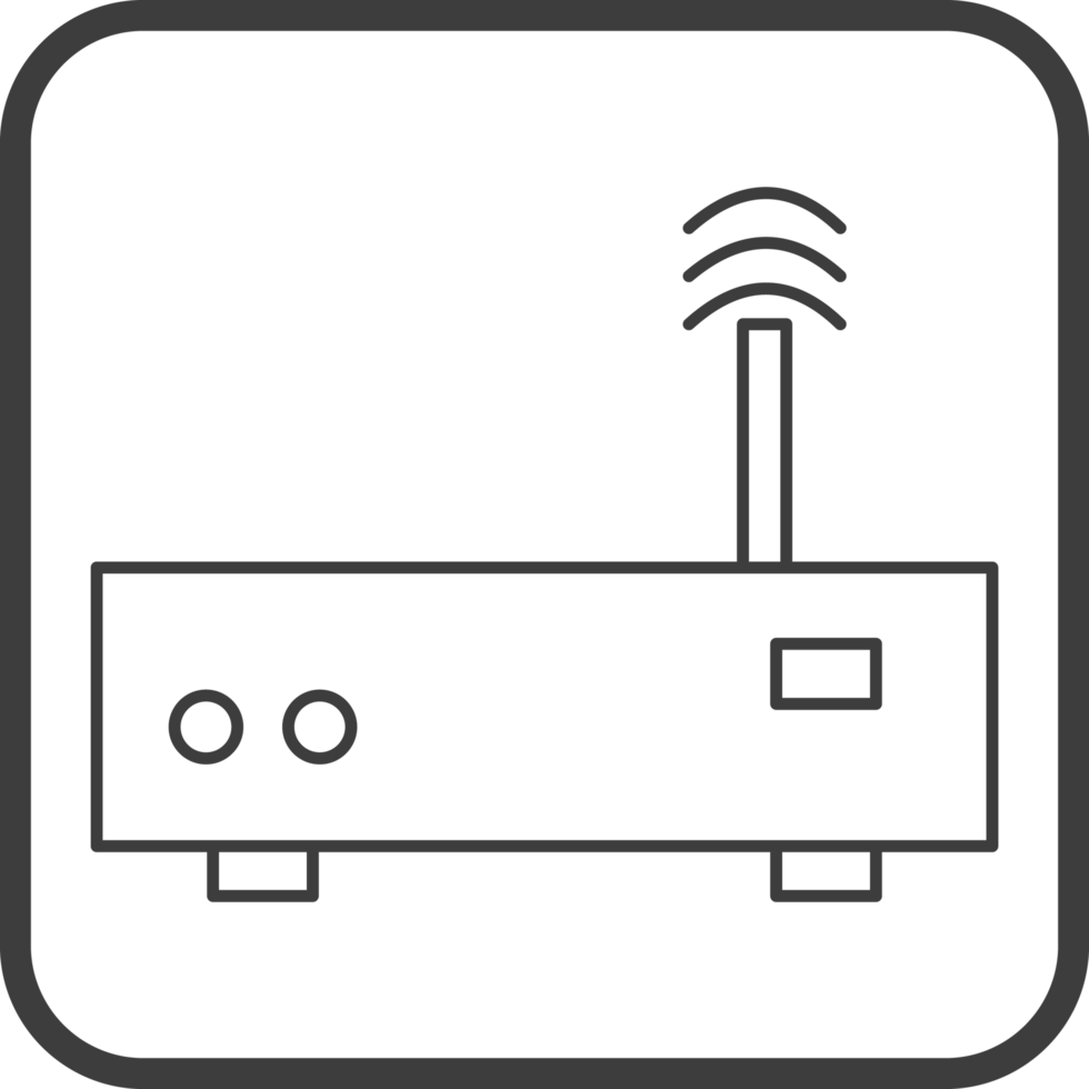 wifi router icon in line black square frames png