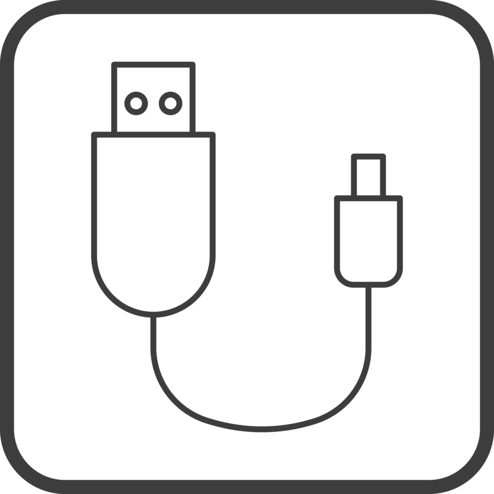 usb cable icon in line black square frames png