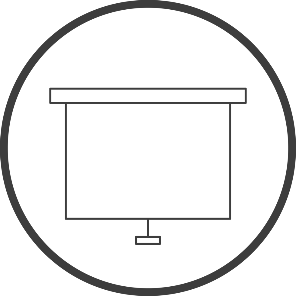 projector screen icon in line black circle frames, line icon png