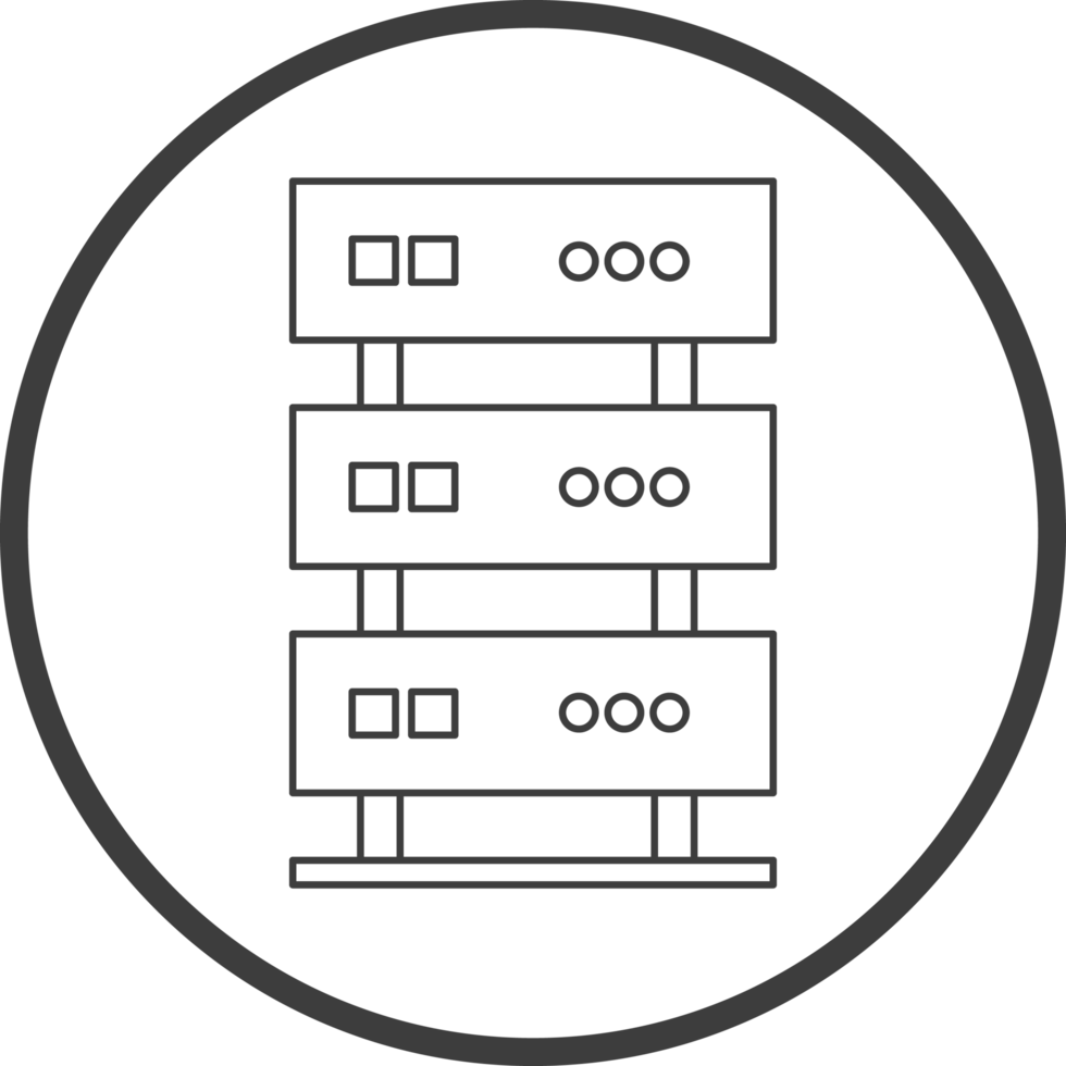 server rack icon in line black circle frames, line icon png