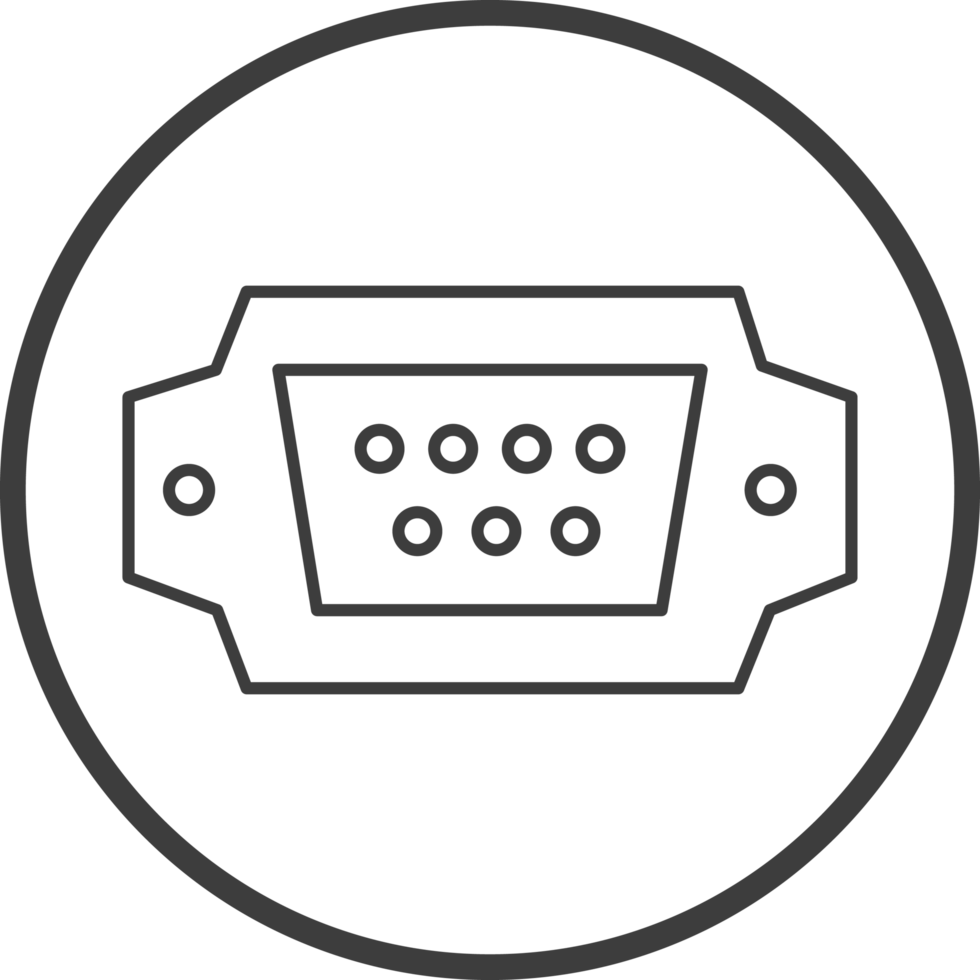 vga cable icon in line black circle frames, line icon png