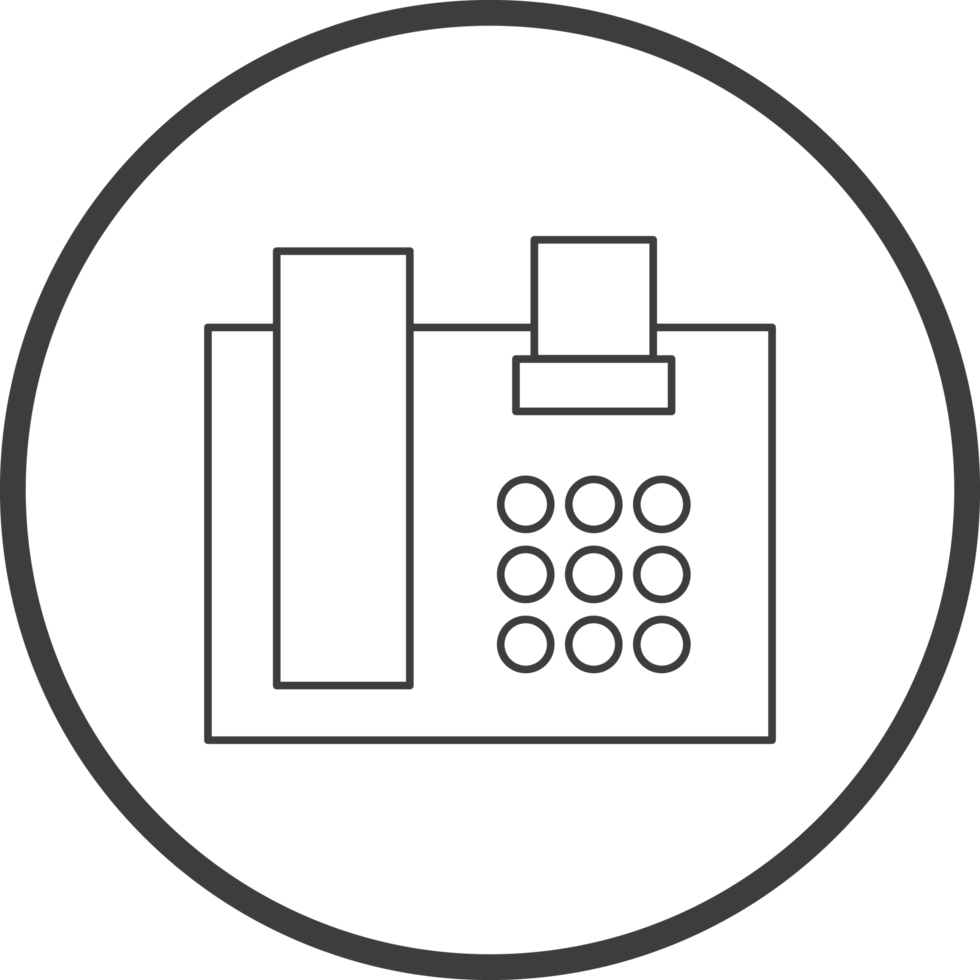 fax icon in line black circle frames, line icon png