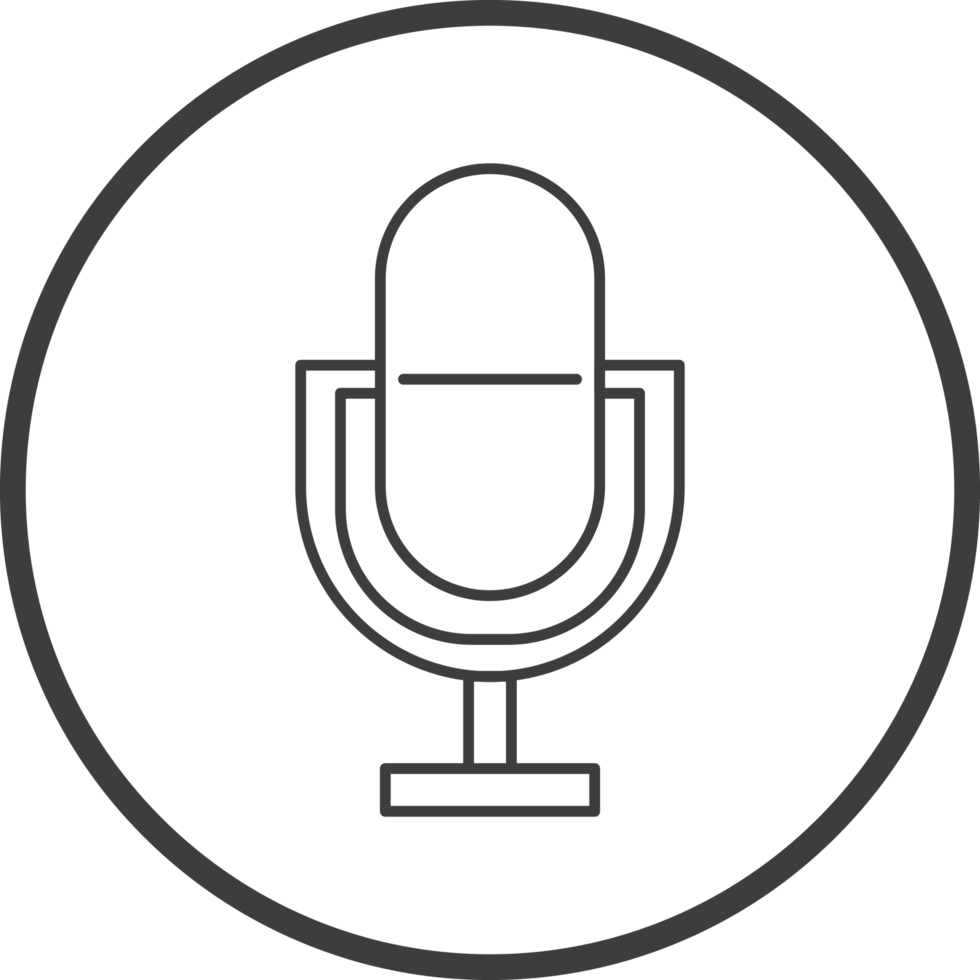 microphone computer icon in line black circle frames, line icon png