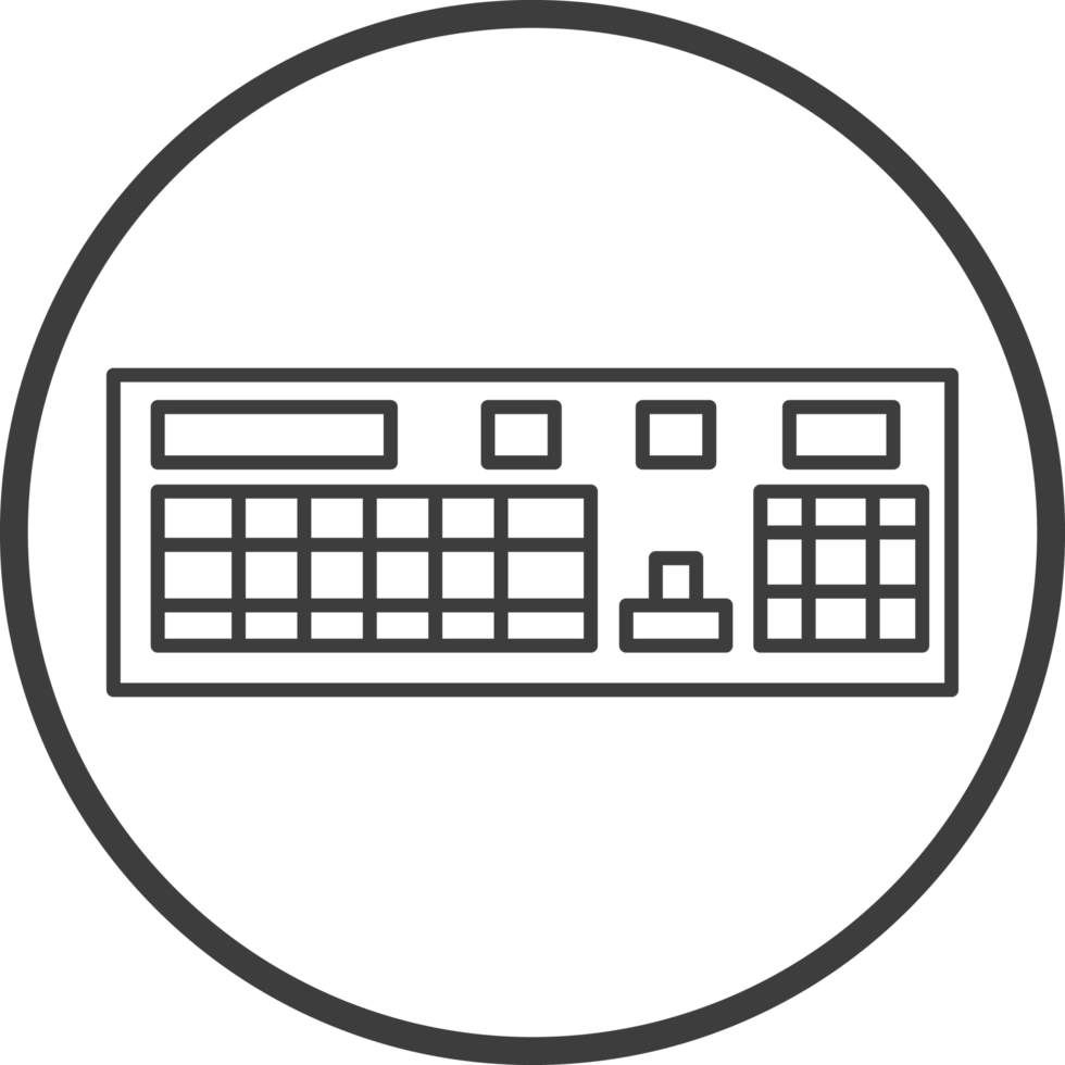 keyboard icon in line black circle frames, line icon png