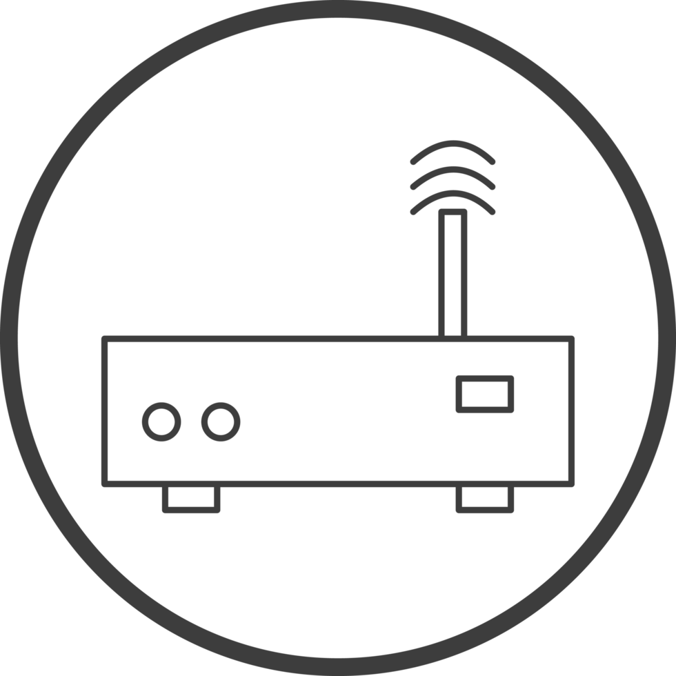 wifi router icon in line black circle frames, line icon png