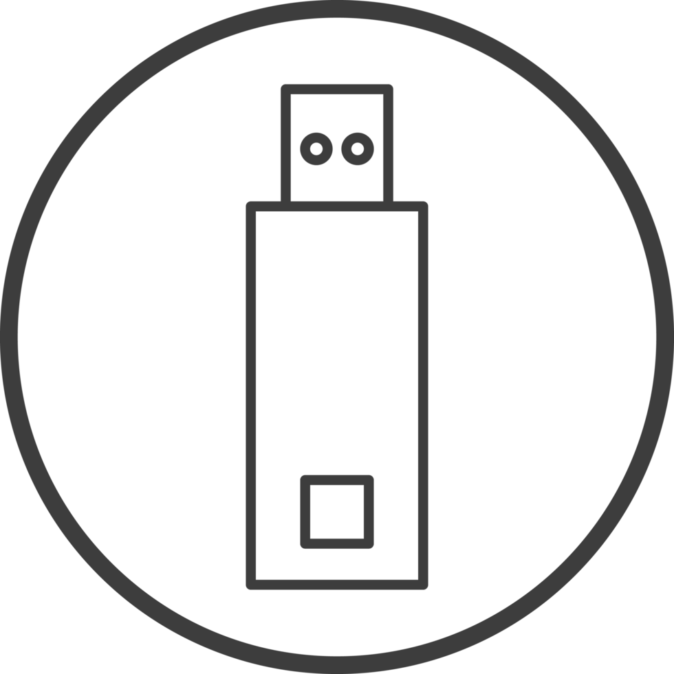 usb stick icon in line black circle frames, line icon png