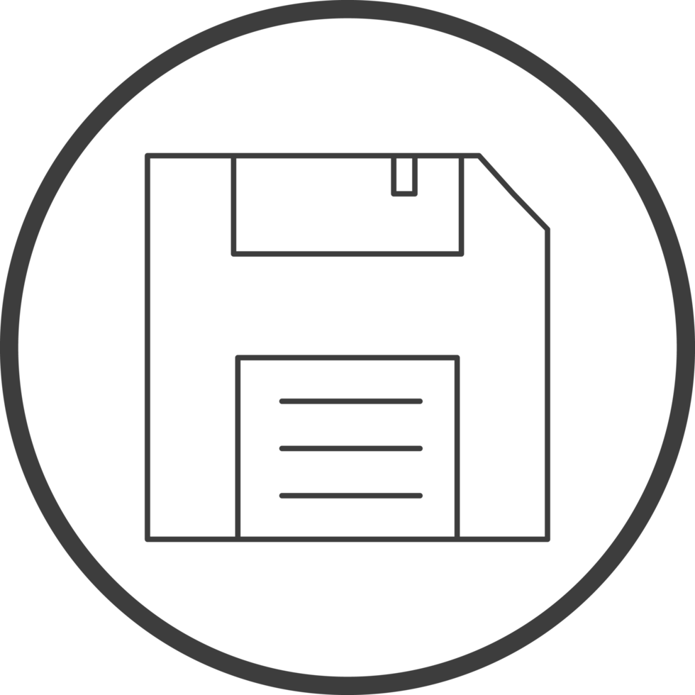 floppy disk icon in line black circle frames, line icon png