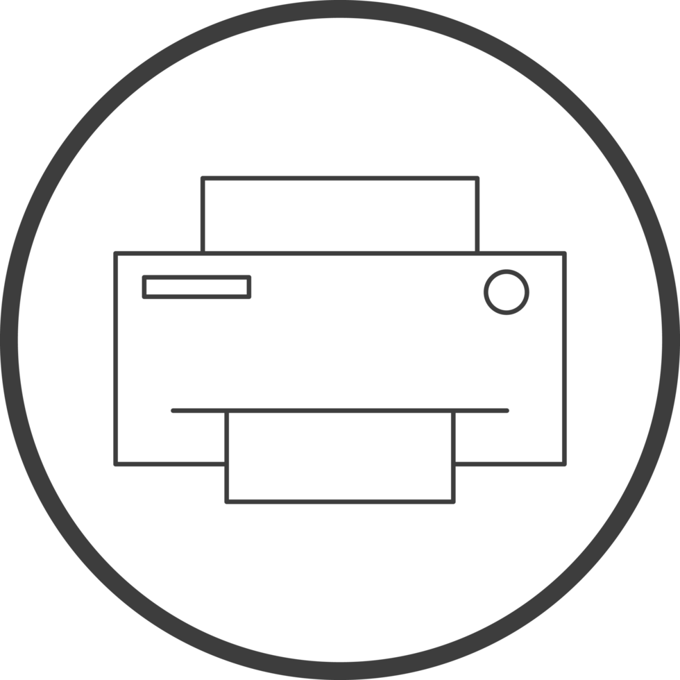printer icon in line black circle frames, line icon png