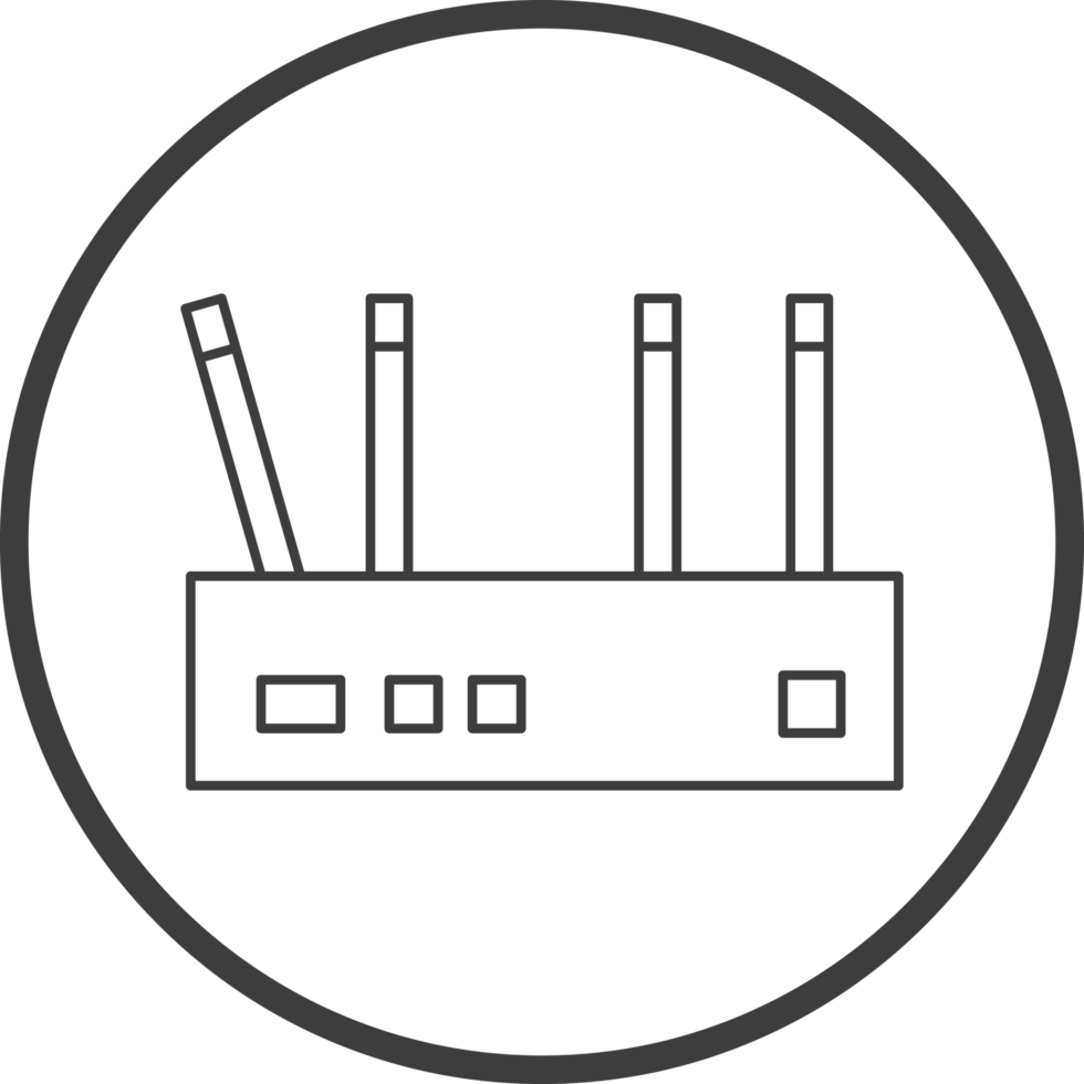 wifi router icon in line black circle frames, line icon png